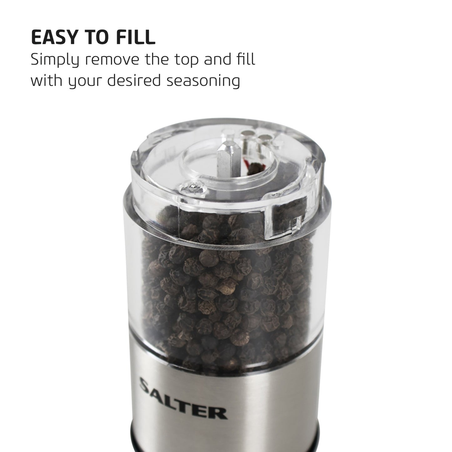 Salter Electric Mill Salt and Pepper Grinder Set Stainless Steel - Battery Powered