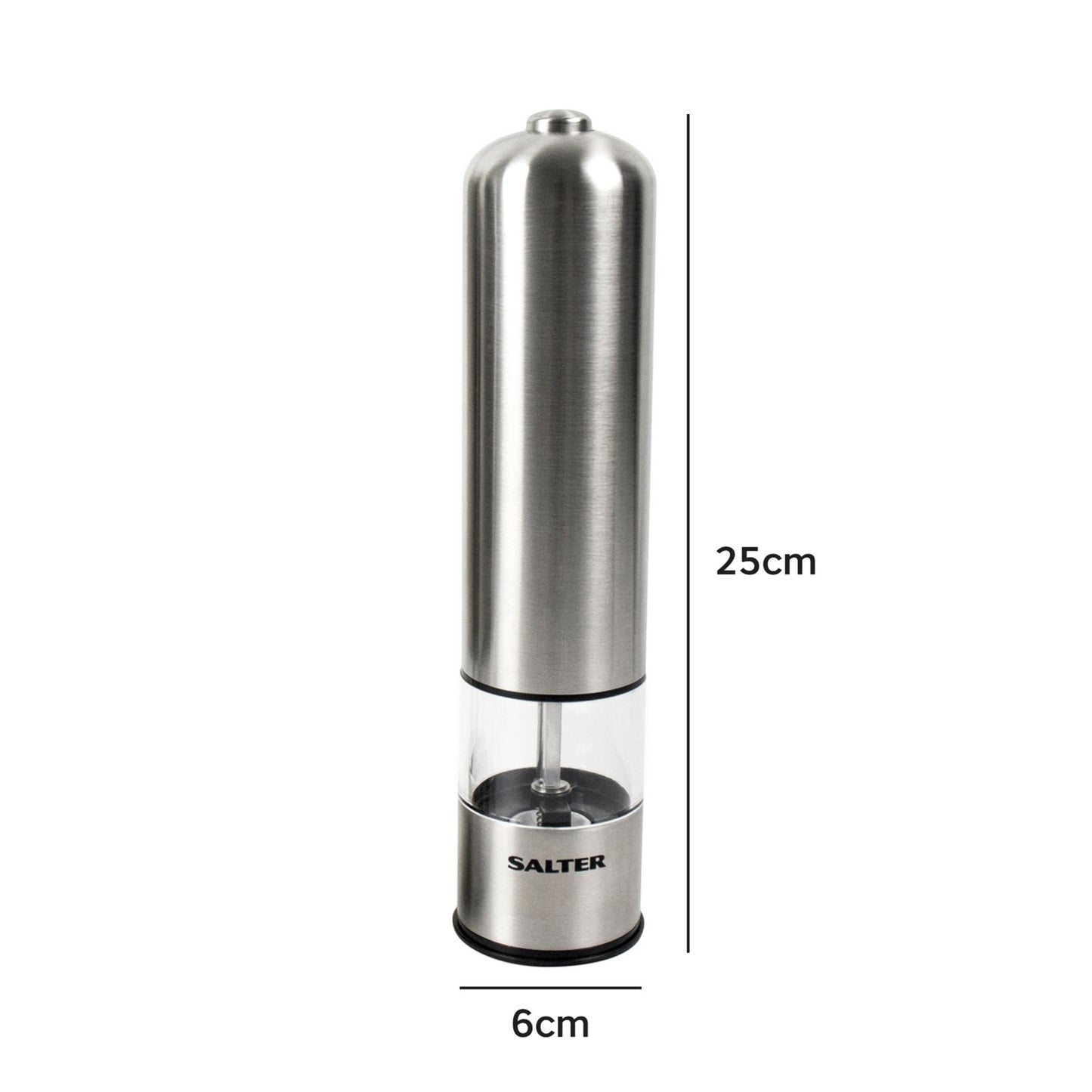 Salter Electric Mill Salt and Pepper Grinder Set Stainless Steel - Battery Powered