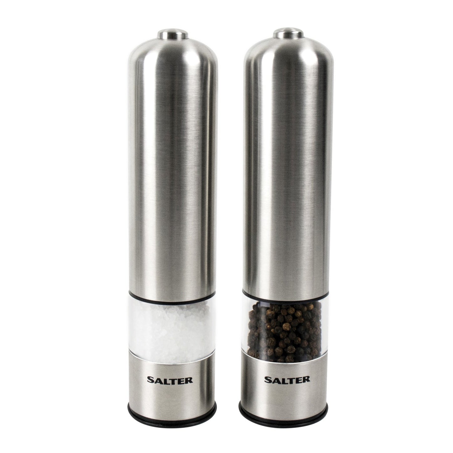 Salter Electric Mill Salt and Pepper Grinder Set Stainless Steel - Battery Powered
