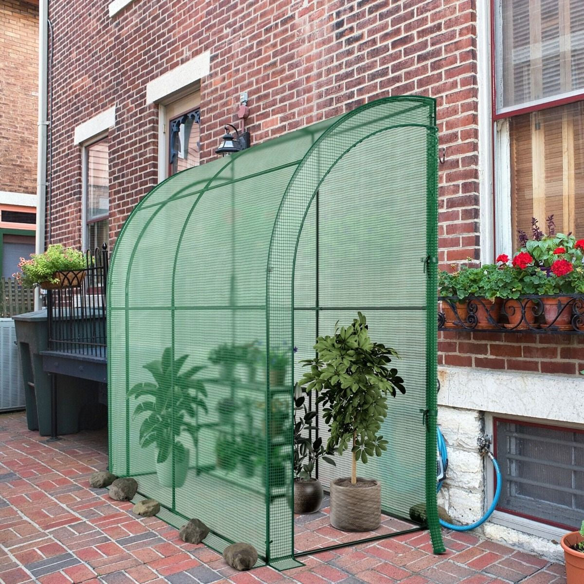 200 X 100 X 215Cm Walk in Greenhouse with 3-Tier Plant Stand