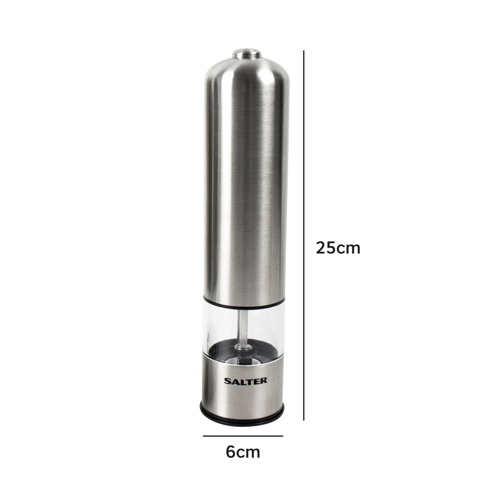 Salter Electric Mill Salt and Pepper Grinder Set Stainless Steel - Battery Powered