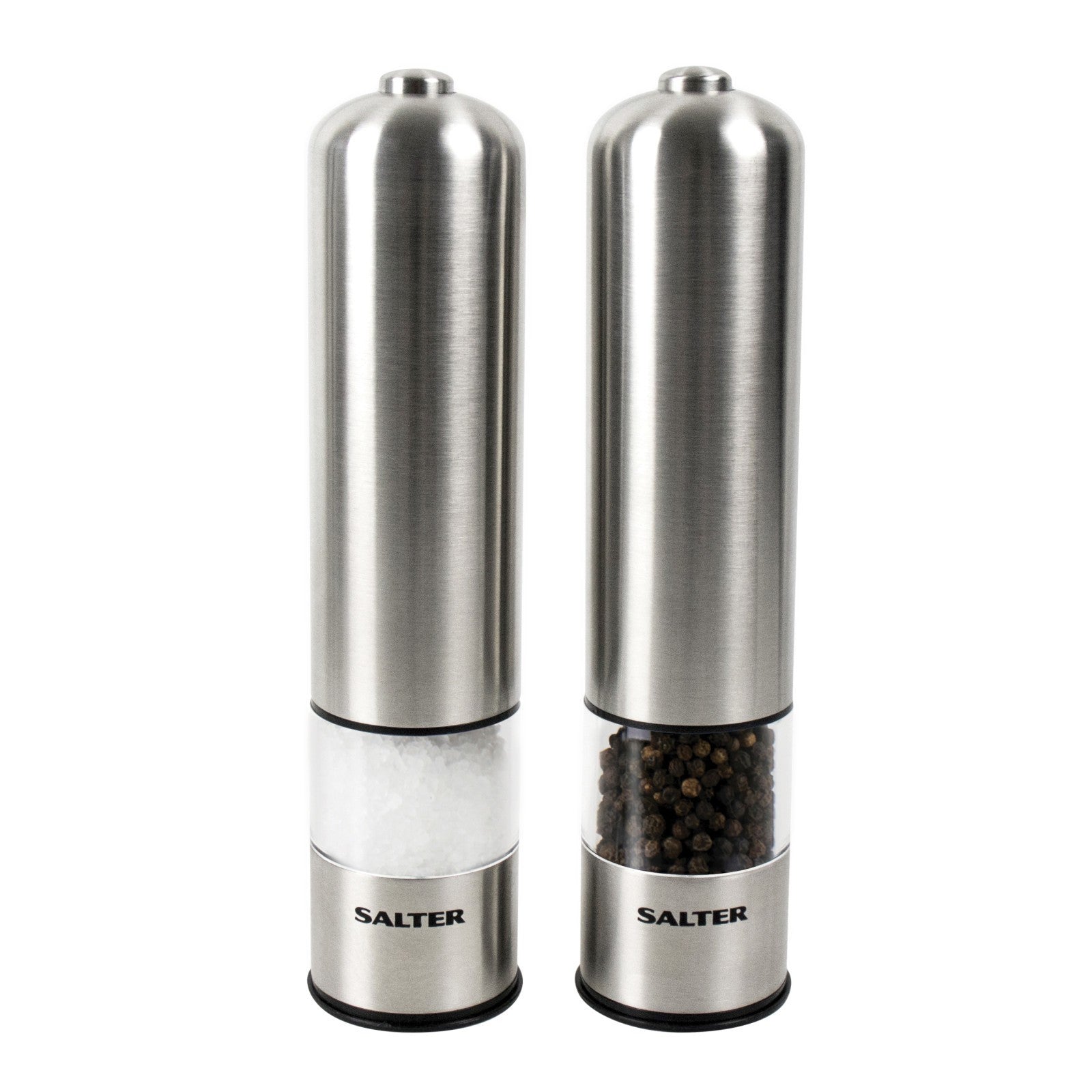 Salter Electric Mill Salt and Pepper Grinder Set Stainless Steel - Battery Powered